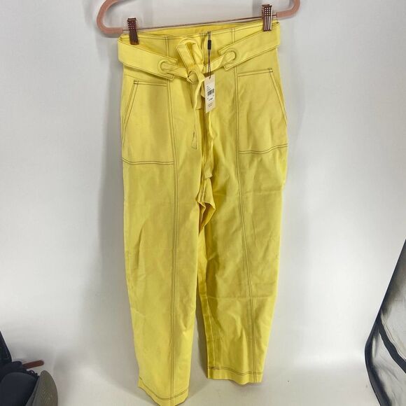 The East Order Goldie Lemon Yellow wide leg belted trouser pant NWT Womens XS - Picture 3 of 7